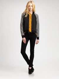 Contrasting, textured sleeves and plaid paneling add a modern colorblock effect to this wool-rich topper. CrewneckDropped shouldersLong sleevesFront zipperBanded cuffs and hemAbout 30 from shoulder to hem65% wool/35% polyesterDry cleanImportedModel shown is 5'11 (178cm) wearing US size 2.OUR FIT MODEL RECOMMENDS ordering true size. Contrasting, textured sleeves and plaid paneling add a modern colorblock effect to this wool-rich topper. CrewneckDropped shouldersLong sleevesFront zipperBanded cuffs and hemAbout 30 from shoulder to hem65% wool/35% polyesterDry cleanImportedModel shown is 5'11 (178cm) wearing US size 2.OUR FIT MODEL RECOMMENDS ordering true size.