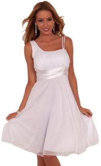 Sleeveless Sheer Layered Satin Empire Waist Knee Length Cocktail Dress S M L Sleeveless Sheer Layered Satin Empire Waist Knee Length Cocktail Dress S M L