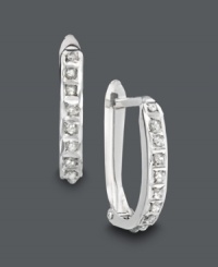Get a whole new look of glamour in hoops that shine. Earrings feature a 14k white gold hoop setting accented with sparkling diamonds. Approximate diameter: 1/2 inch. Get a whole new look of glamour in hoops that shine. Earrings feature a 14k white gold hoop setting accented with sparkling diamonds. Approximate diameter: 1/2 inch.