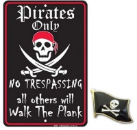 Pirates Parking Sign All Others Will Walk the Plank- Metal Sign and Lapel Pin Pirates Parking Sign All Others Will Walk the Plank- Metal Sign and Lapel Pin