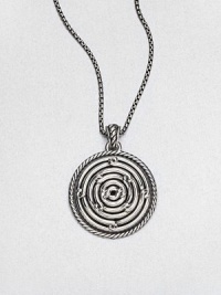 This bold box chain of oxidized sterling silver holds a dramatic pendant in a stunning swirl design that combines ancient patterns with modern elegance.Sterling silverLength, about 21Lobster clasp closureImported This bold box chain of oxidized sterling silver holds a dramatic pendant in a stunning swirl design that combines ancient patterns with modern elegance.Sterling silverLength, about 21Lobster clasp closureImported