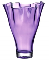 Stunning on its own, the Organics purple vase from Lenox makes an impact sans bouquet. Heavy crystal with a playful ruffled edge and vivid hue tops tables and shelves with artful elegance. Stunning on its own, the Organics purple vase from Lenox makes an impact sans bouquet. Heavy crystal with a playful ruffled edge and vivid hue tops tables and shelves with artful elegance.