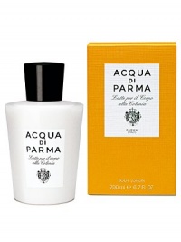 This creamy formula is rich in natural elements of wheat germ oil, coconut milk, avocado, aloe, horse-chestnut, silk powder and vitamin E. Leaves skin silky soft and lightly scented with the spicy notes of Colonia. 6.7 oz. This creamy formula is rich in natural elements of wheat germ oil, coconut milk, avocado, aloe, horse-chestnut, silk powder and vitamin E. Leaves skin silky soft and lightly scented with the spicy notes of Colonia. 6.7 oz.