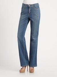 THE LOOKNarrow waistband with belt loops and button closure Front zipper Five-pocket style Logo detail on front coin pocket Bootcut leg Medium wash denimTHE FITRise, about 9 Inseam, about 33THE MATERIAL98% cotton/2% elastaneCARE & ORIGINMachine wash Imported THE LOOKNarrow waistband with belt loops and button closure Front zipper Five-pocket style Logo detail on front coin pocket Bootcut leg Medium wash denimTHE FITRise, about 9 Inseam, about 33THE MATERIAL98% cotton/2% elastaneCARE & ORIGINMachine wash Imported