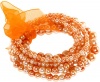 Ace of Diamonds Seven Piece Multilayered Simulated Pearl Stretch Bow Bracelet (Beige-Orange)