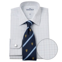Savile Row Mens Navy Grey White Tattersall Check Regular Fit Formal Dress Shirt Neck Size 20 Savile Row Mens Navy Grey White Tattersall Check Regular Fit Formal Dress Shirt Neck Size 20