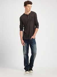 What every guy needs in his closet: the perfect henley to layer or wear solo, updated in light and airy linen. Henley placketChest pocketLinenDry cleanImported What every guy needs in his closet: the perfect henley to layer or wear solo, updated in light and airy linen. Henley placketChest pocketLinenDry cleanImported