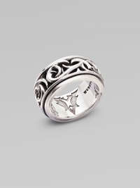 A carved thorn motif enlivens pure sterling silver. Sterling silver About 1 diam. Imported 