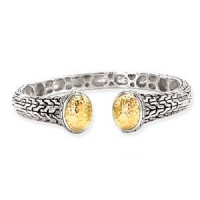 925 Sterling Silver Cuff Bracelet with 14k Yellow Gold Hammered Vermeil Ends- 7.5 IN 925 Sterling Silver Cuff Bracelet with 14k Yellow Gold Hammered Vermeil Ends- 7.5 IN