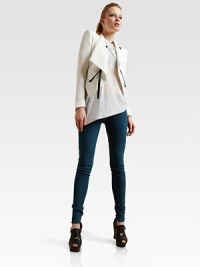 Cropped and contoured with a high-rise back and chic foldover open-front.Foldover necklineTies at neckZip-pocketsSlash pocketsAsymmetrical hemInseam, about 25 from shoulder to hemPolyesterDry cleanMade in USA of Italian fabricModel shown is 5'9½ (176cm) wearing US size 4.OUR FIT MODEL RECOMMENDS ordering true size. Cropped and contoured with a high-rise back and chic foldover open-front.Foldover necklineTies at neckZip-pocketsSlash pocketsAsymmetrical hemInseam, about 25 from shoulder to hemPolyesterDry cleanMade in USA of Italian fabricModel shown is 5'9½ (176cm) wearing US size 4.OUR FIT MODEL RECOMMENDS ordering true size.