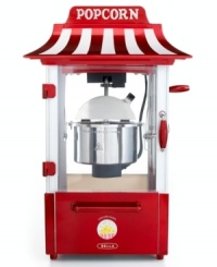 Complete your home theater with delicious homemade, fresh popcorn, made in minutes. A stainless steel popping chamber, clear watching windows and an included measuring spoon do all the work, so you can sit back, relax and devour! 1-year warranty. Model 13566. Complete your home theater with delicious homemade, fresh popcorn, made in minutes. A stainless steel popping chamber, clear watching windows and an included measuring spoon do all the work, so you can sit back, relax and devour! 1-year warranty. Model 13566.