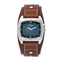 Fossil Men's AM3695 Cuff Kaleido Leather Strap Blue Mirror Dial Watch Fossil Men's AM3695 Cuff Kaleido Leather Strap Blue Mirror Dial Watch