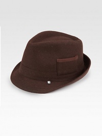 A classic fedora never goes out of style, and this wool-blend version is no exception, accented with a side pocket and signature logo detail.75% polyester/25% woolDry cleanImported A classic fedora never goes out of style, and this wool-blend version is no exception, accented with a side pocket and signature logo detail.75% polyester/25% woolDry cleanImported