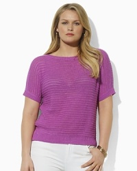 Crafted in a loose, airy knit from lightweight linen, the Jelany bateau neck sweater exudes cozy, chic style with relaxed dolman sleeves. Crafted in a loose, airy knit from lightweight linen, the Jelany bateau neck sweater exudes cozy, chic style with relaxed dolman sleeves.