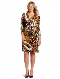 Calvin Klein Women's Printed Dress with Buckle, Black/Lag Multi, 0X Calvin Klein Women's Printed Dress with Buckle, Black/Lag Multi, 0X