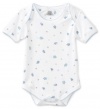 Noa Lily Baby-Boys Newborn Turtle Print Short Sleeve Bodysuit, White, 12 Months
