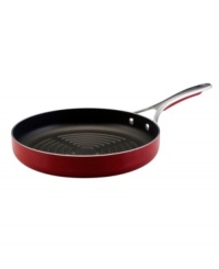 Cook with confidence-always have a bold approach to prep and cooking with the statement red of this professional round grill pan. A porcelain enamel exterior with a heavy-gauge construction aides in fast heat-up and eliminates hot spots that can burn food. Food slides right off the nonstick interior, which is exceptionally long-lasting and durable, so you can spend less time at the sink and more time cooking up masterpiece creations. Limited lifetime warranty. Cook with confidence-always have a bold approach to prep and cooking with the statement red of this professional round grill pan. A porcelain enamel exterior with a heavy-gauge construction aides in fast heat-up and eliminates hot spots that can burn food. Food slides right off the nonstick interior, which is exceptionally long-lasting and durable, so you can spend less time at the sink and more time cooking up masterpiece creations. Limited lifetime warranty.