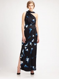 Sumptuous silk design in a floor-grazing silhouette, enlivened by an abstract floral print, asymmetrical neckline and scarf detail. Asymmetrical neckline with scarf detailWaist self-tieSide slitAbout 39 from natural waistSilkDry cleanImportedModel shown is 5'10 (177cm) wearing US size 4. Sumptuous silk design in a floor-grazing silhouette, enlivened by an abstract floral print, asymmetrical neckline and scarf detail. Asymmetrical neckline with scarf detailWaist self-tieSide slitAbout 39 from natural waistSilkDry cleanImportedModel shown is 5'10 (177cm) wearing US size 4.