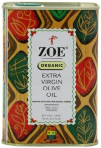 Zoe Organic Extra Virgin Olive Oil, 25.5- Ounce tins/750ml (Pack of 2)