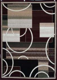 Generations Brand New Contemporary Reds Burgundy Modern Square and Circles Area Rug 5'2 x 7'3