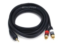 Monoprice 6ft Premium 3.5mm Stereo Male to 2RCA Male 22AWG Cable (Gold Plated) - Black Monoprice 6ft Premium 3.5mm Stereo Male to 2RCA Male 22AWG Cable (Gold Plated) - Black