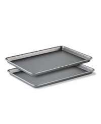 Bake deliciously sweet treats with this jelly roll pan set. Both pans have nonstick interiors and exteriors for easy cleaning, no-hassle food release and optimum baking performance. Constructed of aluminized steel to resist rusting. Rolled edges are reinforced with tinned steel wire for added strength. Oven safe to 450 degrees. Lifetime warranty. Model BW2018P. Bake deliciously sweet treats with this jelly roll pan set. Both pans have nonstick interiors and exteriors for easy cleaning, no-hassle food release and optimum baking performance. Constructed of aluminized steel to resist rusting. Rolled edges are reinforced with tinned steel wire for added strength. Oven safe to 450 degrees. Lifetime warranty. Model BW2018P.
