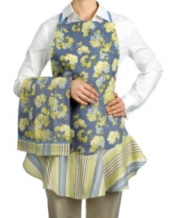Come home to a kitchen full of personality and life. This set includes everything you need-a chic apron and three ultra-absorbent towels-to conquer the kitchen. The lively design brightens up your space and keeps style a part of every recipe. Come home to a kitchen full of personality and life. This set includes everything you need-a chic apron and three ultra-absorbent towels-to conquer the kitchen. The lively design brightens up your space and keeps style a part of every recipe.