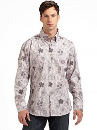 THE LOOKSpirited Euro stylingFun floral, striped and paisley combo printSignature square buttonsDistinctive button-down collarLong sleeves with button cuffsTHE MATERIALCottonCARE & ORIGINMachine washImported THE LOOKSpirited Euro stylingFun floral, striped and paisley combo printSignature square buttonsDistinctive button-down collarLong sleeves with button cuffsTHE MATERIALCottonCARE & ORIGINMachine washImported