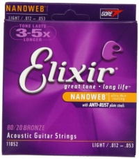 Elixir Light Nanoweb 80/20 Bronze Acoustic Guitar Strings Elixir Light Nanoweb 80/20 Bronze Acoustic Guitar Strings