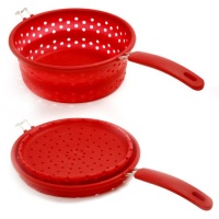 Norpro Red Knockdown 8 Inch Steamer Strainer Norpro Red Knockdown 8 Inch Steamer Strainer