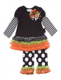 Rare Editions Girls Dotted & Striped Harvest Dress & Legging Set 4T (F773433) Rare Editions Girls Dotted & Striped Harvest Dress & Legging Set 4T (F773433)