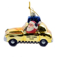 Kurt Adler 3-3/4-Inch Glass New York Taxi Ornament Kurt Adler 3-3/4-Inch Glass New York Taxi Ornament