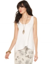 A spring staple, this Kensie tank features a slouchy fit & asymmetrical hem for an easy, casual-cool look! A spring staple, this Kensie tank features a slouchy fit & asymmetrical hem for an easy, casual-cool look!