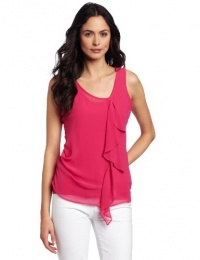 Vince Camuto Women's Ruffle Front Asymmetric Drape Tank Top, Bianca Pink, Medium Vince Camuto Women's Ruffle Front Asymmetric Drape Tank Top, Bianca Pink, Medium