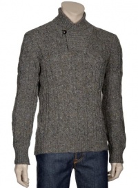 Vince Mens Rib-Knit Shawl Sweater Large L Suede Elbow Patches Gray Vince Mens Rib-Knit Shawl Sweater Large L Suede Elbow Patches Gray