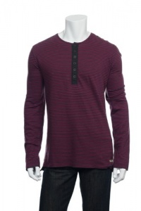 Converse 'Black Canvas' Men's Purple Horizontal Striped Henley Shirts