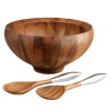 Nambe Yaro Acacia-Wood Salad Bowl with 2 Servers