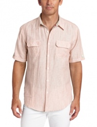 Cubavera Men's Two Pocket Striped Essential Woven Button Down Shirt With Tab Sleeve Cubavera Men's Two Pocket Striped Essential Woven Button Down Shirt With Tab Sleeve
