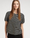 EXCLUSIVELY AT SAKS. Delicate stripes define the unique bubble silhouette of this sporty, gathered design.Jewel necklineConcealed button frontShort bubble sleevesDrawstring hemlineGathered detailsAbout 22 from shoulder to hem50% viscose/44% acetate/6% polyesterDry cleanImported of French fabricModel shown is 5'9½ (176cm) wearing US size 4. 