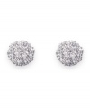 Glamour for every occasion, day or night. Swarovski's Emma button earrings elegantly glitter with crystal pave. Set in rhodium-plated mixed metal. Approximate diameter: 1/4 inch.