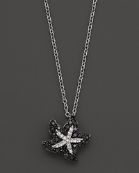 Black and White Diamond 14K White Gold Starfish Pendant Necklace, .20 ct. t.w., 16 Black and White Diamond 14K White Gold Starfish Pendant Necklace, .20 ct. t.w., 16
