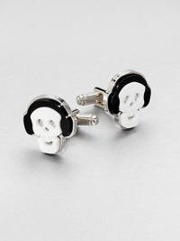 Charming novelty cufflinks crafted in plexiglass and shiny sterling silver.Silver/plasticAbout ¾ x ¾Made in Italy