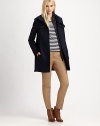 Offering stylish versatility, this felt coat with an oversized collar also features a sleek waistcoat.Collar neckButton closureGunflapsSlash pocketsButtoned rainflapFully linedAbout 32 from shoulder to hemBody: 80% virgin wool/20% polyamideWaistcoat: polyamideDry cleanImportedModel shown is 5'10 (177cm) wearing US size 4. 