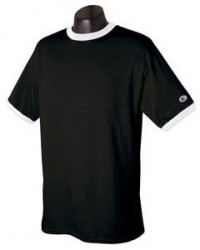 Champion Men's Tagless Short-Sleeve Ringer T-Shirt, black/white, Large Champion Men's Tagless Short-Sleeve Ringer T-Shirt, black/white, Large