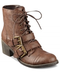 Structured style that will fit right into your wardrobe. Pink and Pepper's Opera booties lace up tightly and are finished with a duo of buckled straps. Structured style that will fit right into your wardrobe. Pink and Pepper's Opera booties lace up tightly and are finished with a duo of buckled straps.