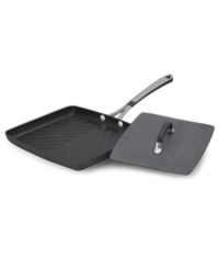 Simply Calphalon knows how to handle pressing matters. This panini pan features a durable nonstick surface to ensure a perfectly pressed sandwich, while the heavy press helps increase your food's contact with the cooking surface to guarantee a fast, even sear. 10-year warranty. Simply Calphalon knows how to handle pressing matters. This panini pan features a durable nonstick surface to ensure a perfectly pressed sandwich, while the heavy press helps increase your food's contact with the cooking surface to guarantee a fast, even sear. 10-year warranty.