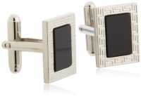 Geoffrey Beene Mens Polished Rhodium Rectangle With Engraved Lines And Black Insert Center Cufflinks Geoffrey Beene Mens Polished Rhodium Rectangle With Engraved Lines And Black Insert Center Cufflinks