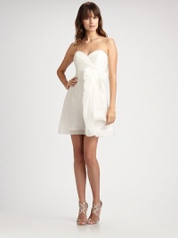 A sweet and flirty strapless confection with pleated bodice in a semi-sheer silk organza.Strapless sweetheart neckline Pleated bodice Gathered detail at side Flounce hem About 18 from natural waist Side zip closure Fully lined Silk organza; dry clean Made in USAOUR FIT MODEL RECOMMENDS ordering true size.. Additional Information Women's Premier Designer & Contemporary Size Guide A sweet and flirty strapless confection with pleated bodice in a semi-sheer silk organza.Strapless sweetheart neckline Pleated bodice Gathered detail at side Flounce hem About 18 from natural waist Side zip closure Fully lined Silk organza; dry clean Made in USAOUR FIT MODEL RECOMMENDS ordering true size.. Additional Information Women's Premier Designer & Contemporary Size Guide