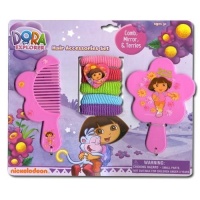 Dora the Explorer Comb, Mirror, & Terries Set 7pc Dora the Explorer Comb, Mirror, & Terries Set 7pc
