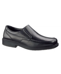A loafer for every season, this leather slip-on pair of men's dress shoes features a sealed-seam construction to repel water and a high density gel pad at the heel for maximum comfort. Securely attached sole for long wear. Imported. A loafer for every season, this leather slip-on pair of men's dress shoes features a sealed-seam construction to repel water and a high density gel pad at the heel for maximum comfort. Securely attached sole for long wear. Imported.